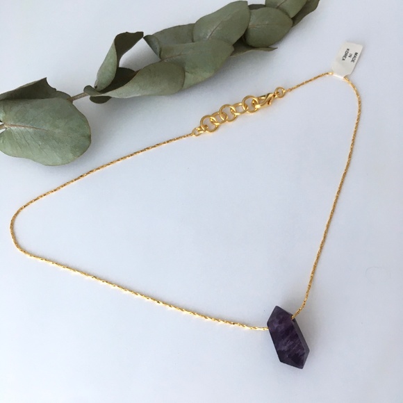 Amethyst mini Double Terminated Pendant Necklace - Picture 5 of 6